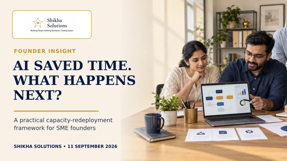 Indian SME founder and team reviewing how to redeploy time saved by AI