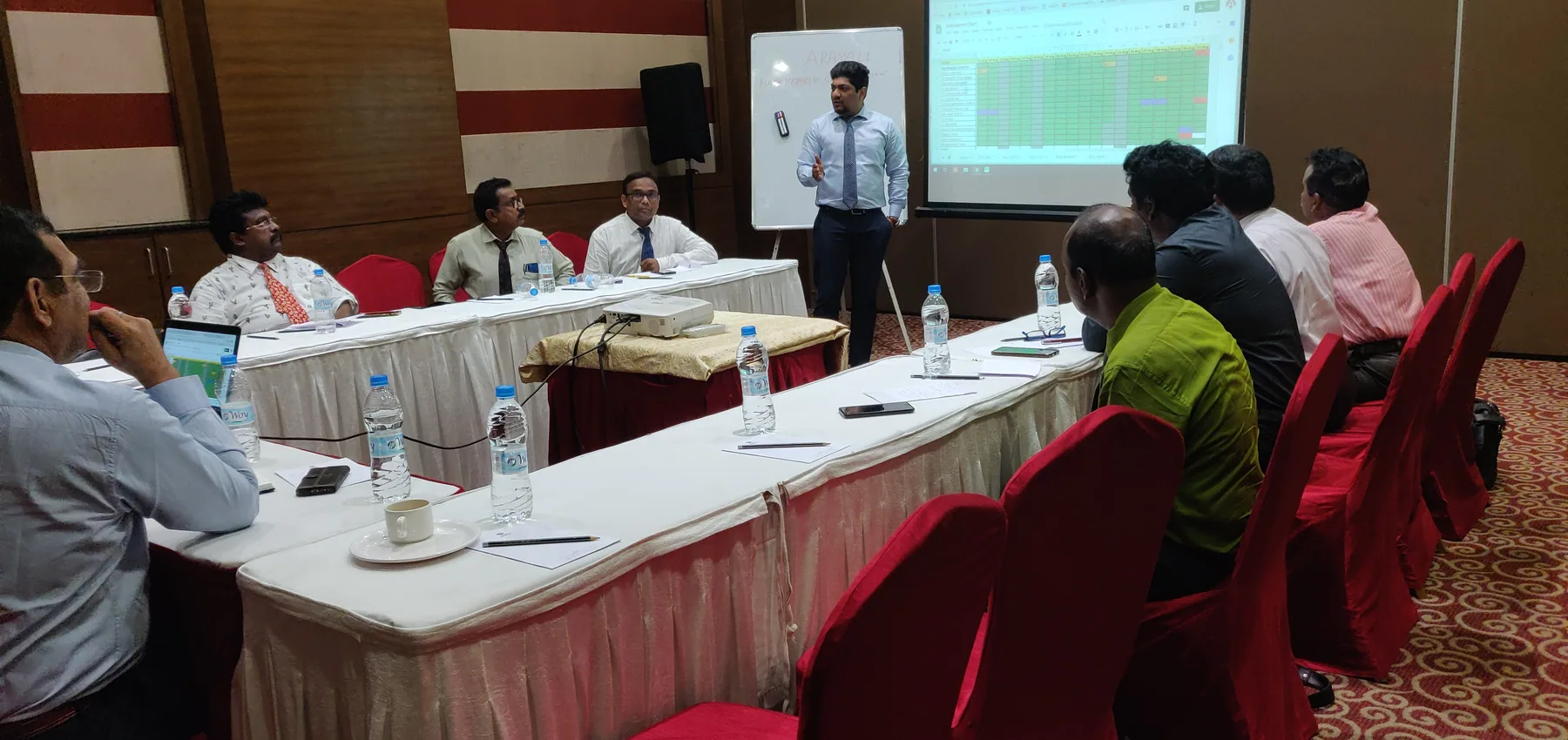 Aanant Goyal leading an Aravali Pharmacals conference and training session